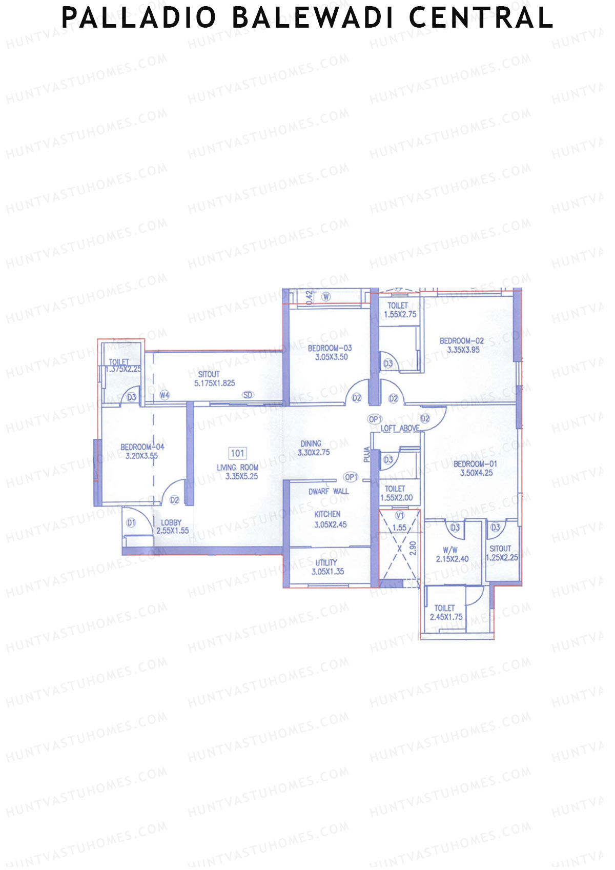 Palladio Balewadi Central Tower 1 Unit 1 Floor Plan