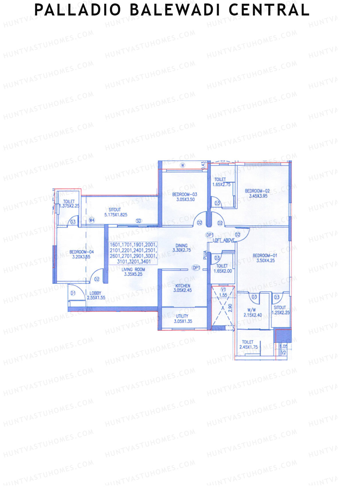 Palladio Balewadi Central Tower 1 Unit 1 Floor Plan