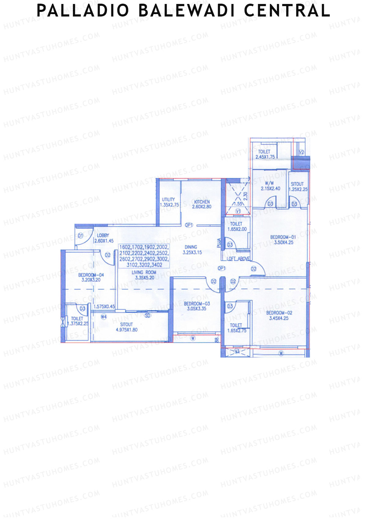 Palladio Balewadi Central Tower 1 Unit 2 Floor Plan