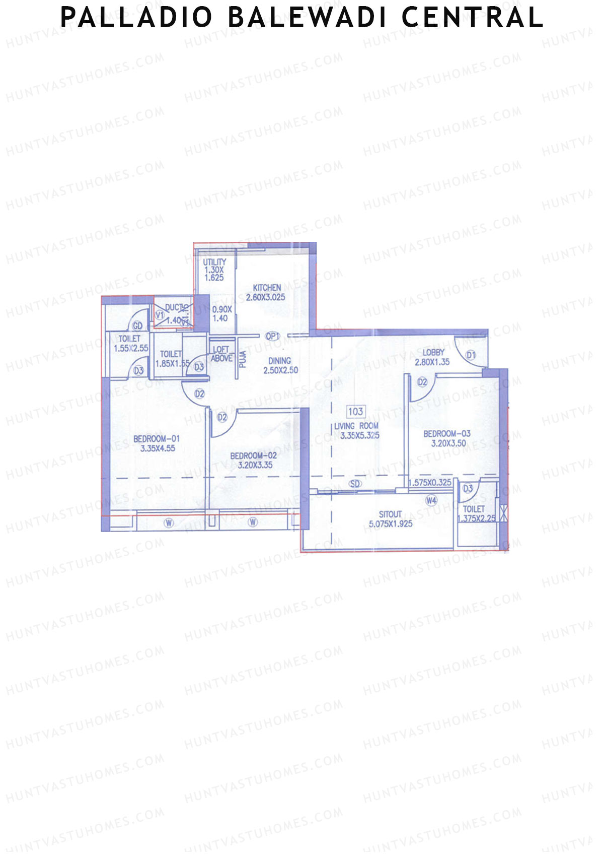 Palladio Balewadi Central Tower 1 Unit 3 Floor Plan
