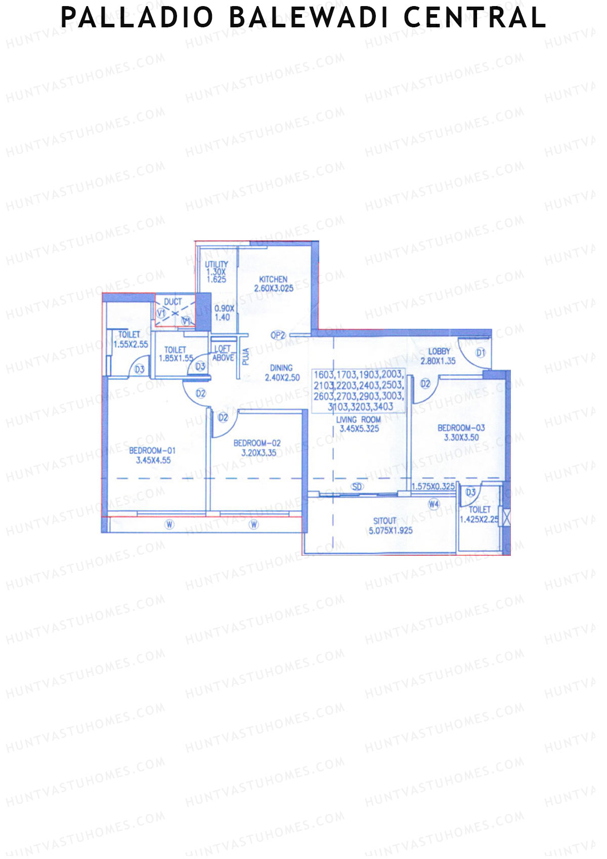 Palladio Balewadi Central Tower 1 Unit 3 Floor Plan