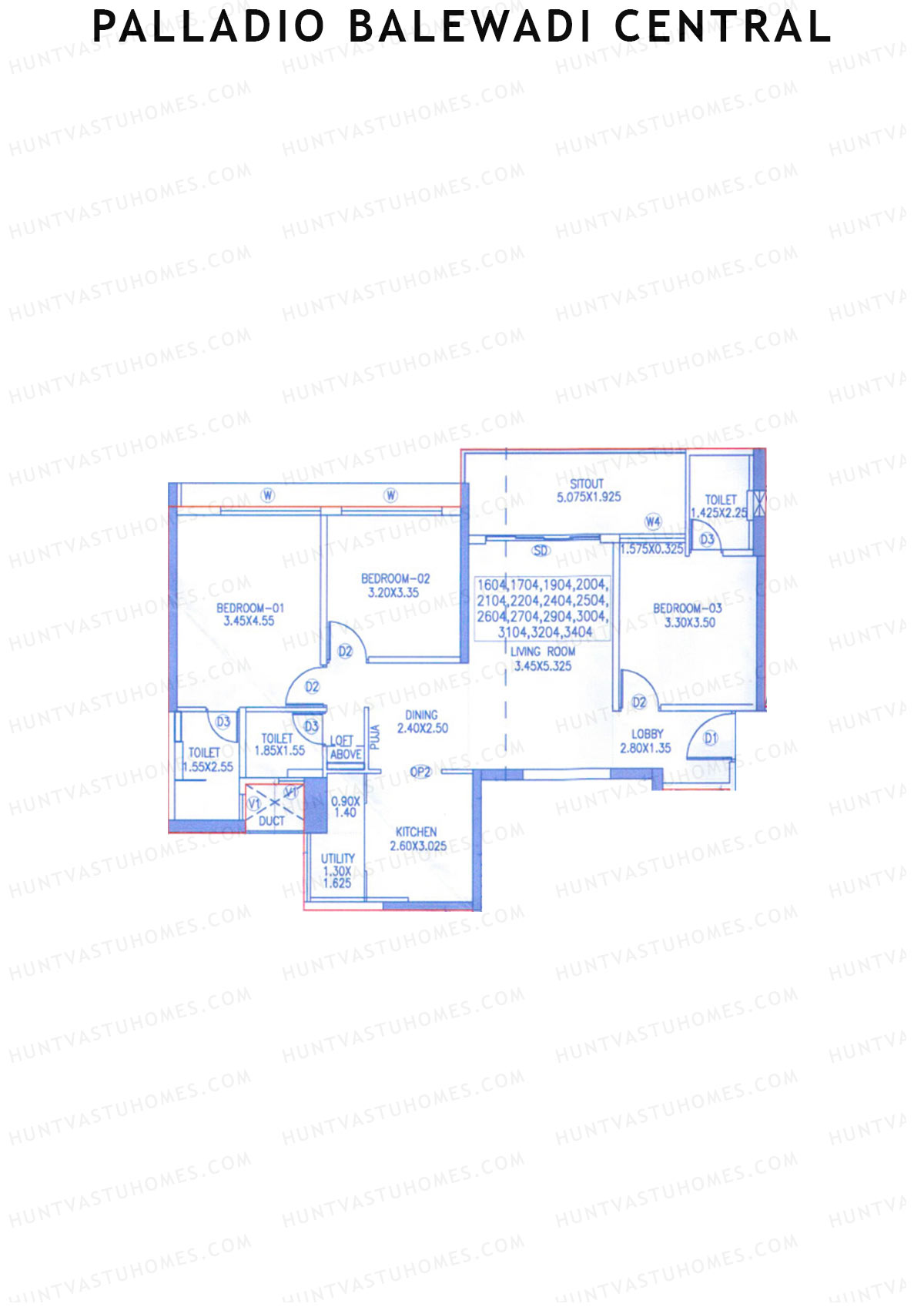 Palladio Balewadi Central Tower 1 Unit 4 Floor Plan