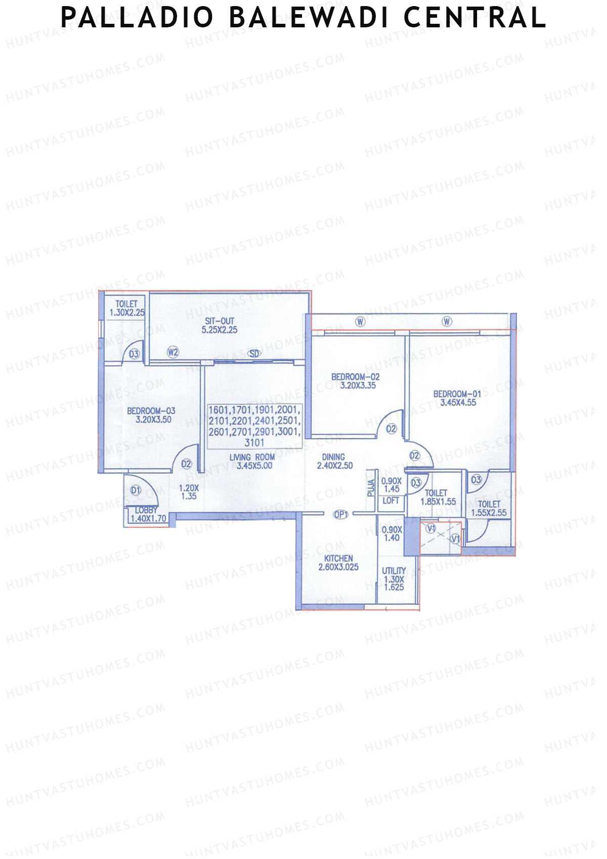 Palladio Balewadi Central Tower 2 Unit 1 Floor Plan