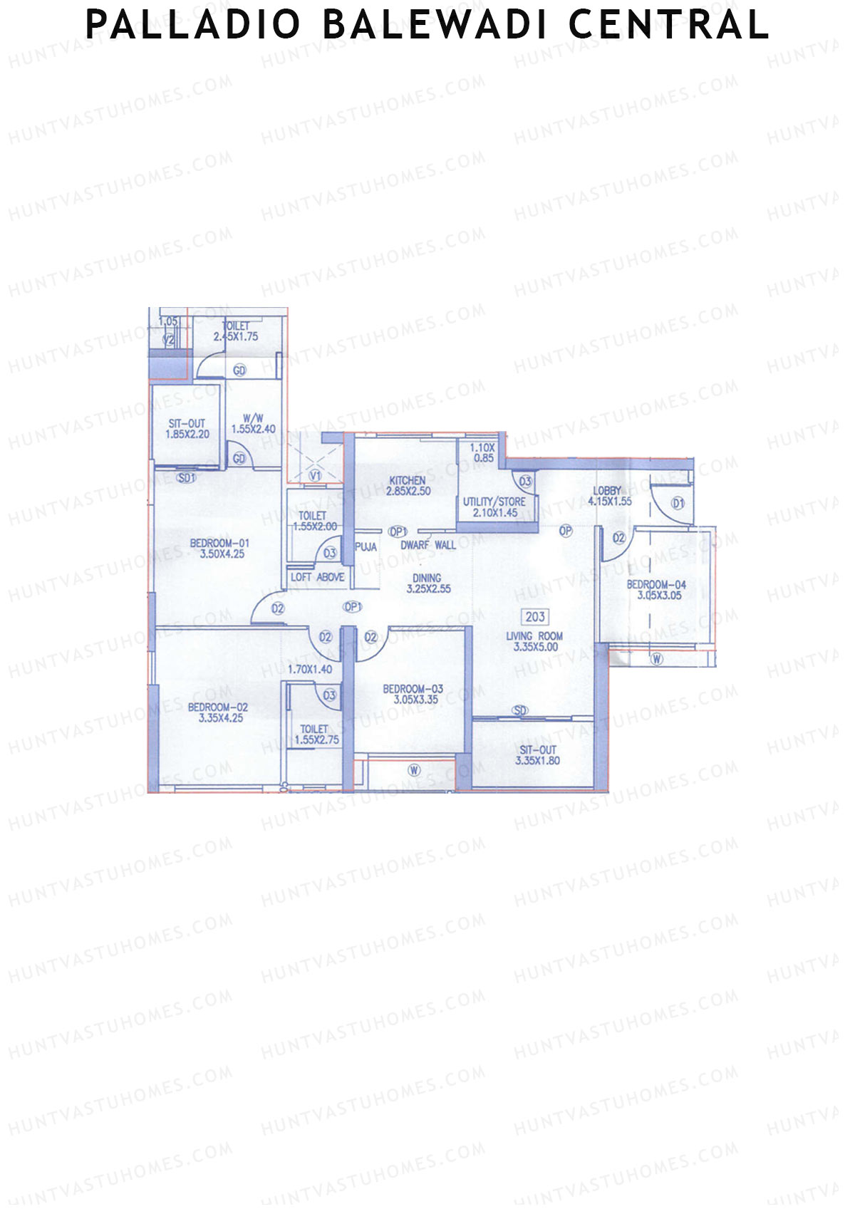 Palladio Balewadi Central Tower 2 Unit 3 Floor Plan