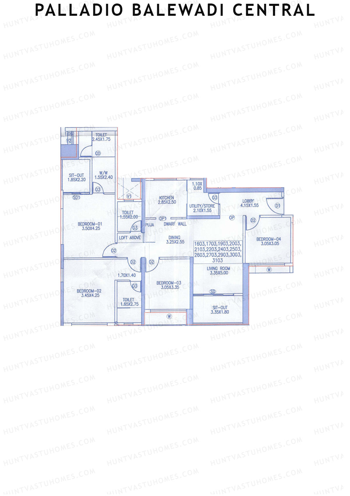 Palladio Balewadi Central Tower 2 Unit 3 Floor Plan
