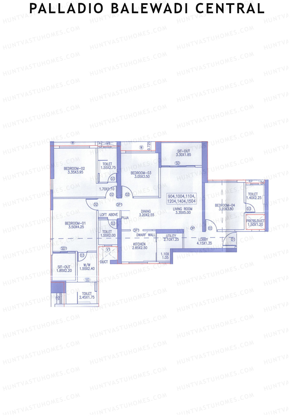 Palladio Balewadi Central Tower 2 Unit 4 Floor Plan