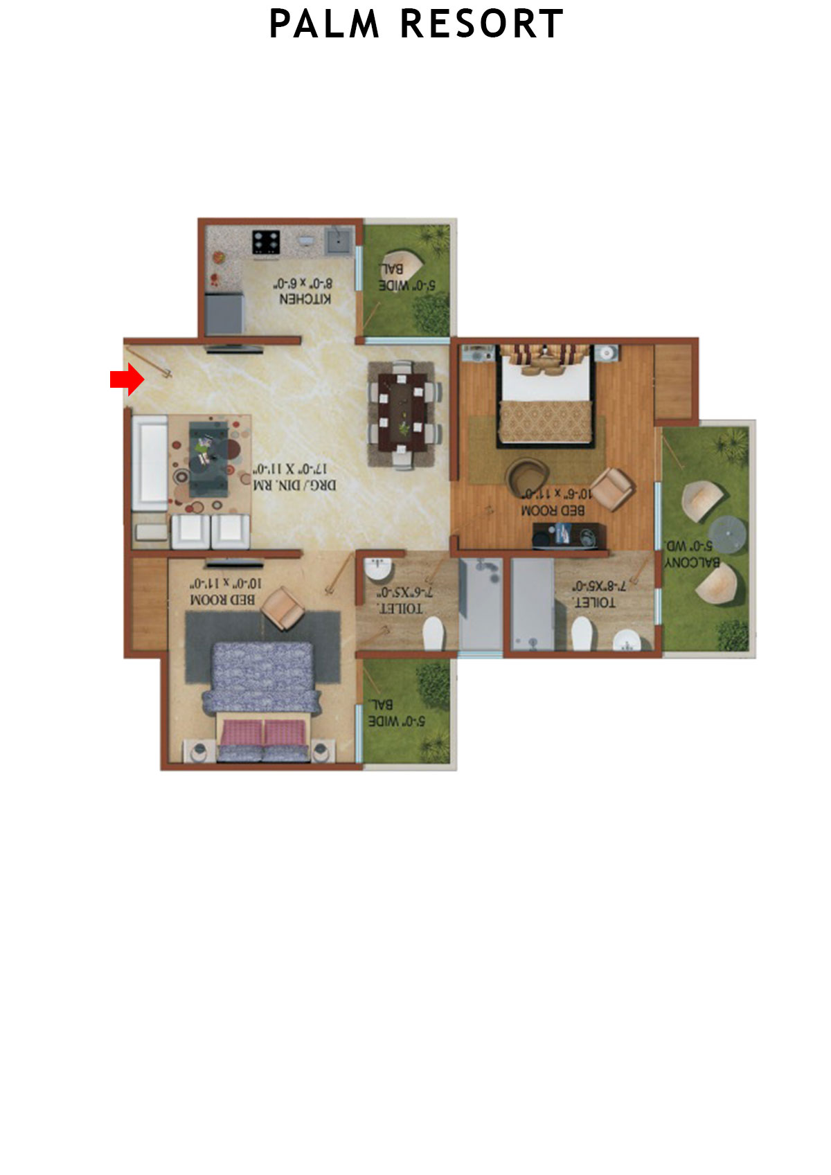 Palm Resort Tower A2 Unit 2 Floor Plan