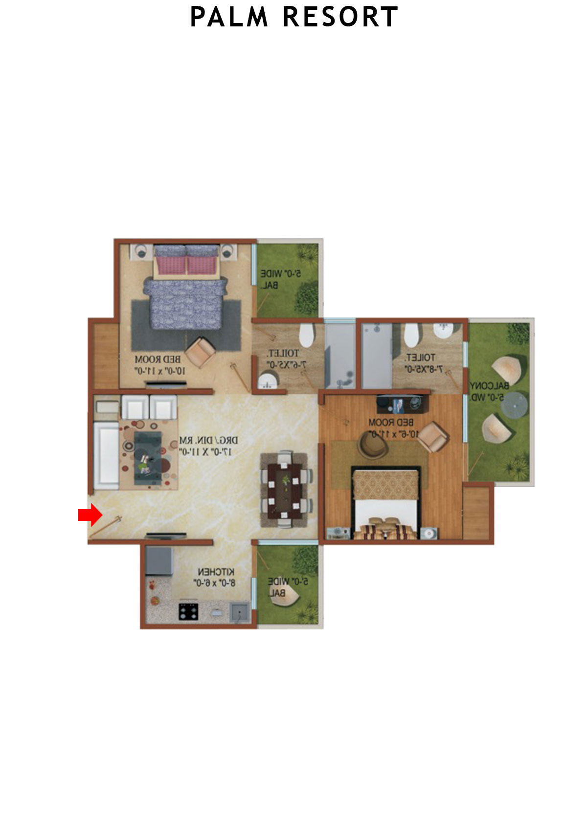 Palm Resort Tower A2 Unit 3 Floor Plan