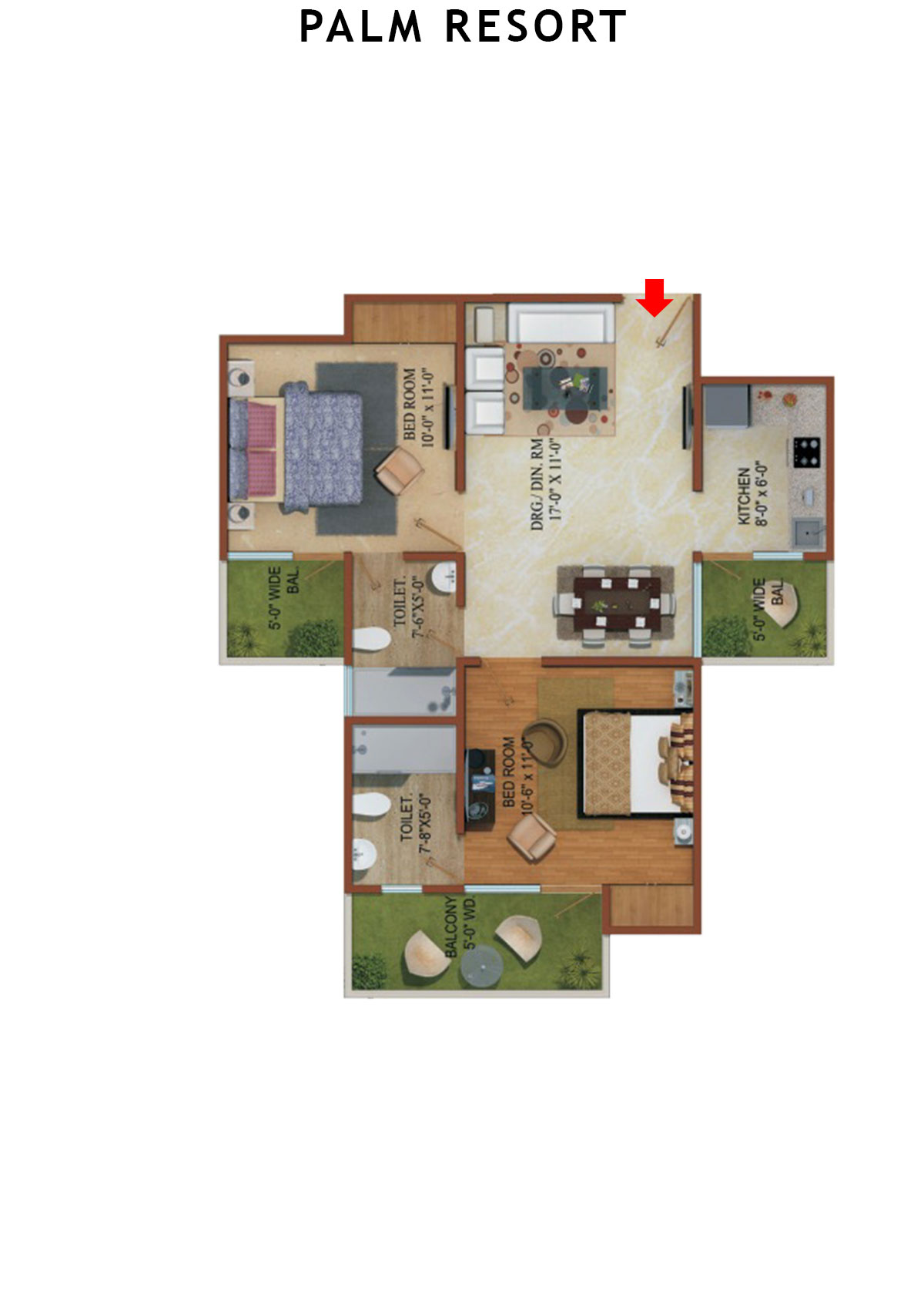 Palm Resort Tower A2 Unit 5 Floor Plan