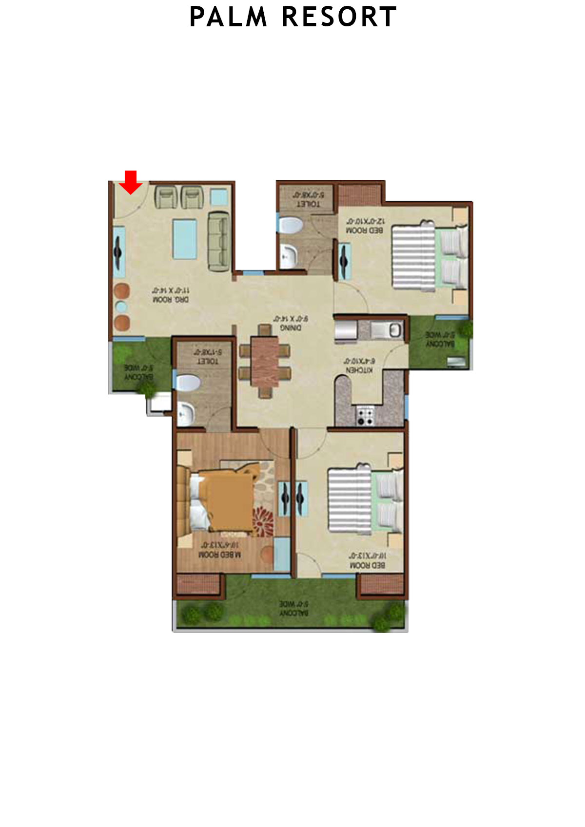 Palm Resort Tower C Unit 1 Floor Plan