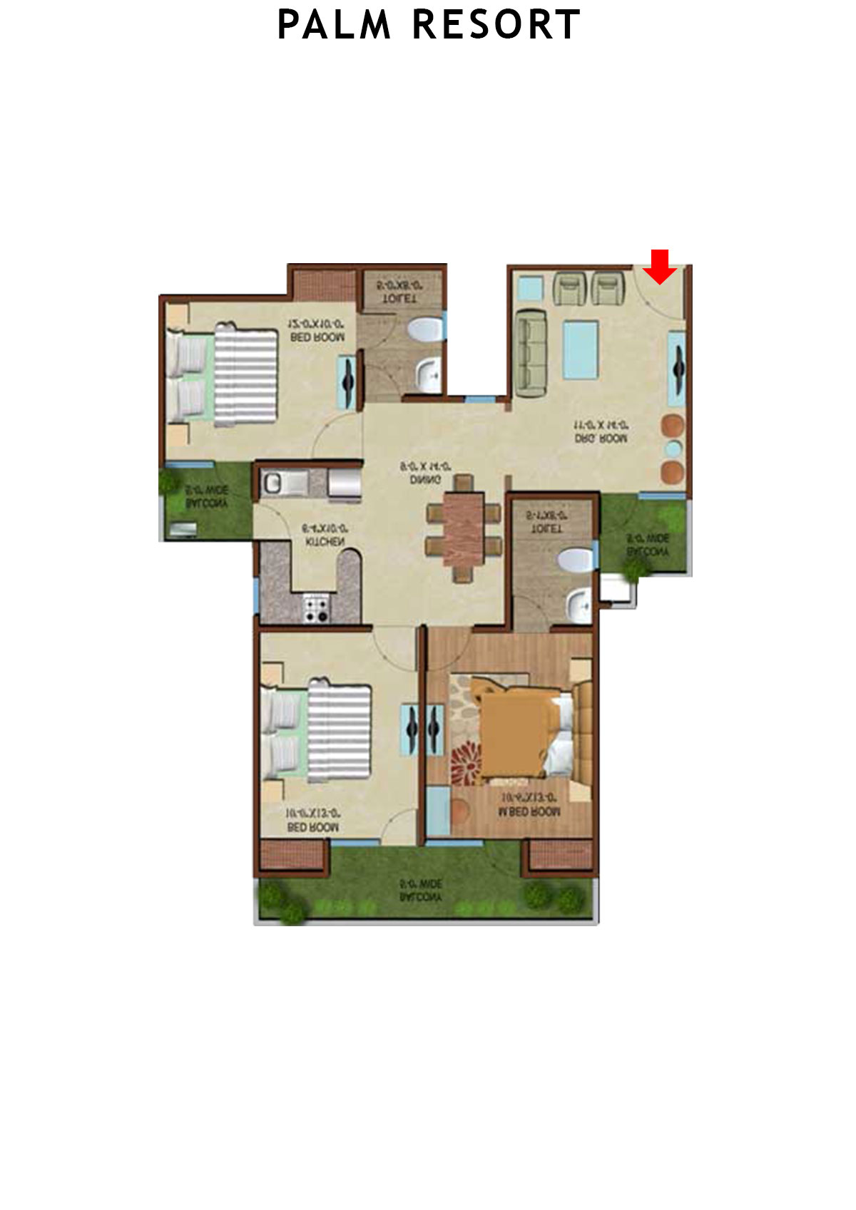 Palm Resort Tower C Unit 2 Floor Plan