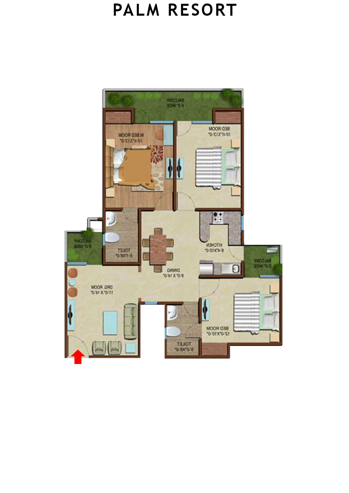 Palm Resort Tower C Unit 4 Floor Plan