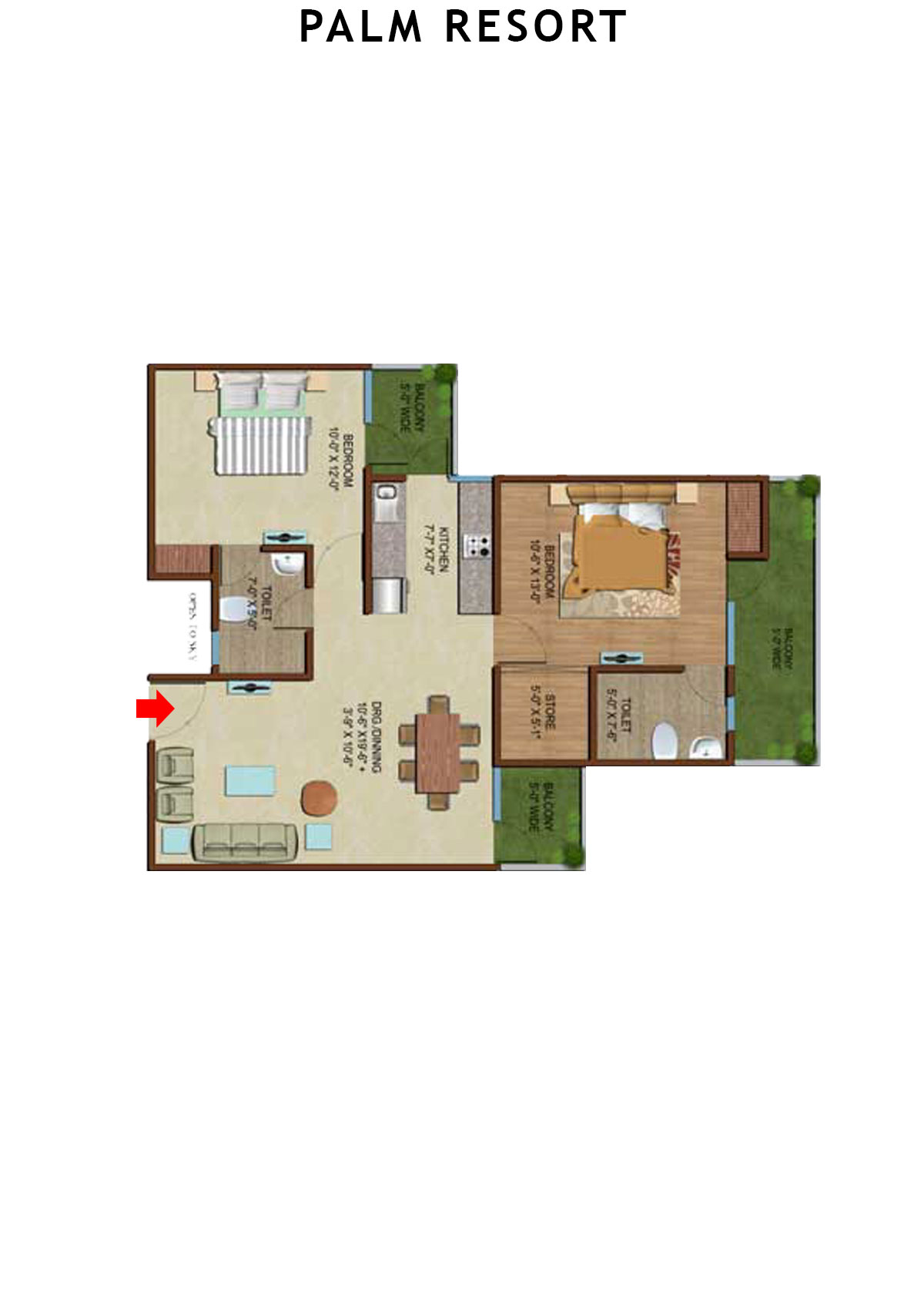 Palm Resort Tower D1 Unit 2 Floor Plan