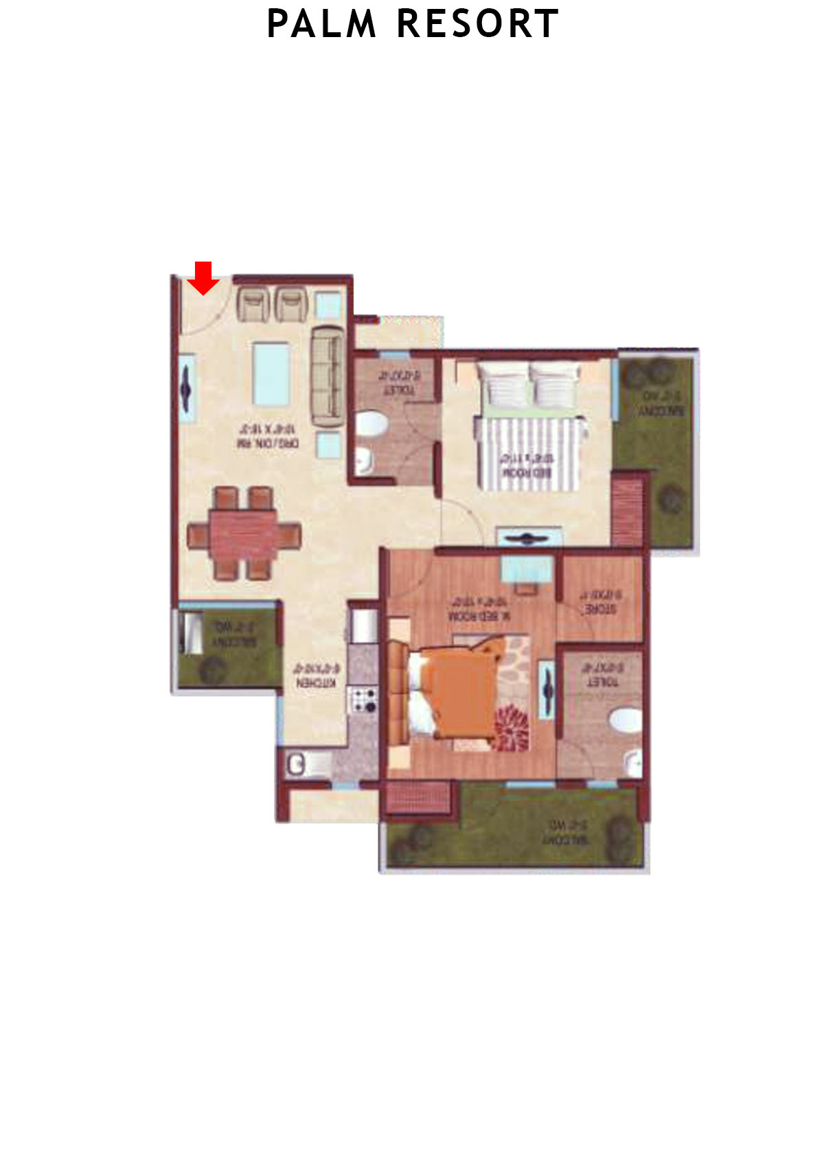 Palm Resort Tower D1 Unit 3 Floor Plan