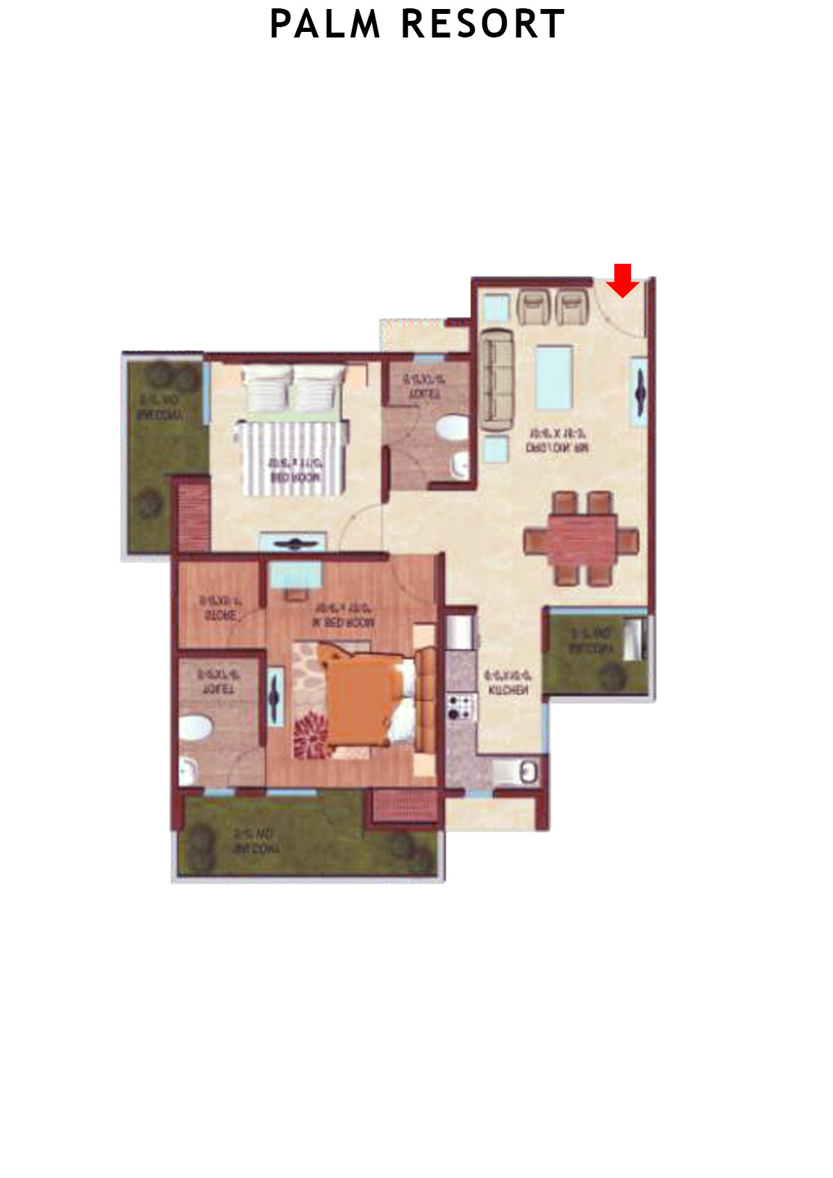 Palm Resort Tower D1 Unit 4 Floor Plan