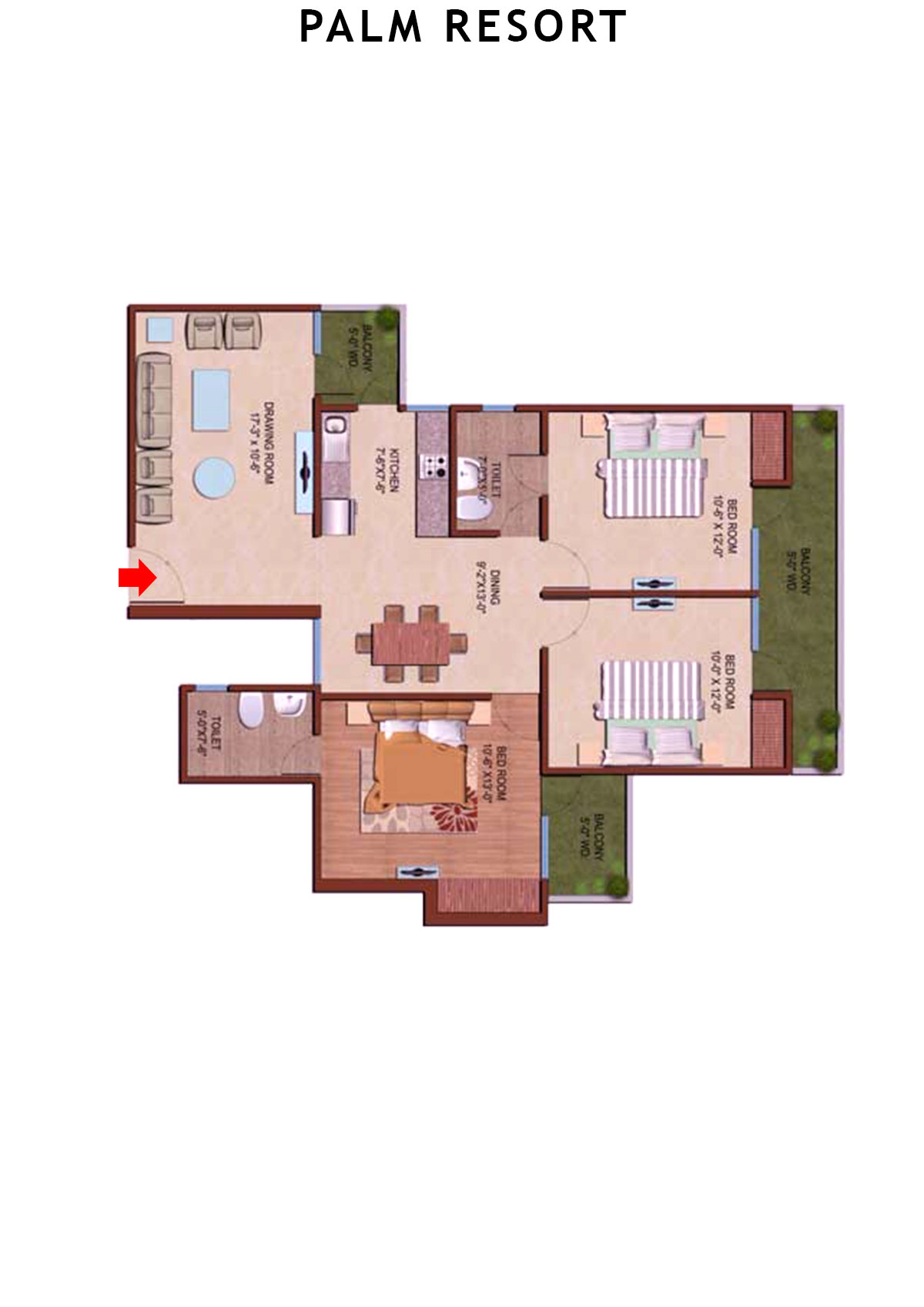 Palm Resort Tower D1 Unit 8 Floor Plan