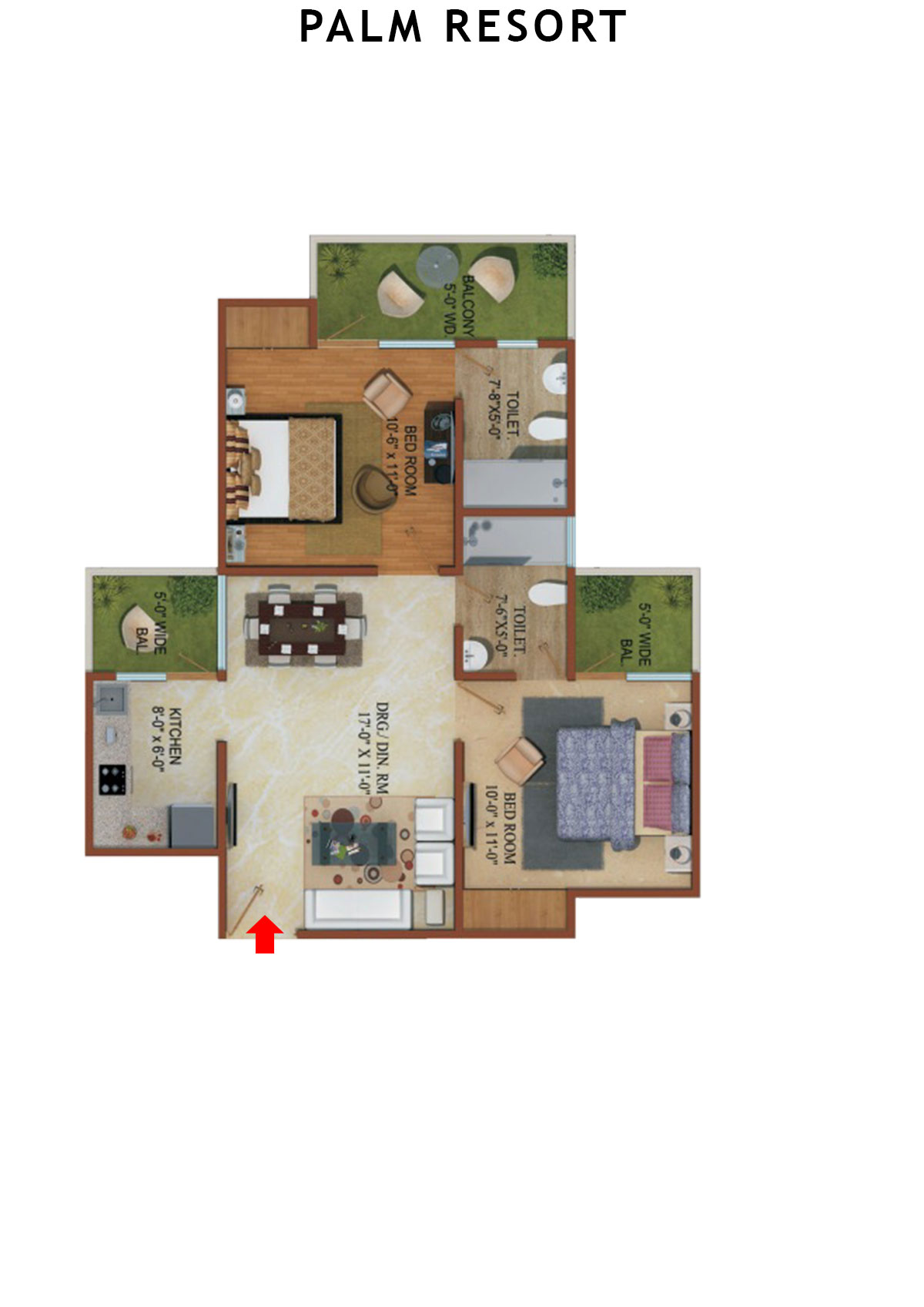 Palm Resort Tower D2 Unit 1 Floor Plan