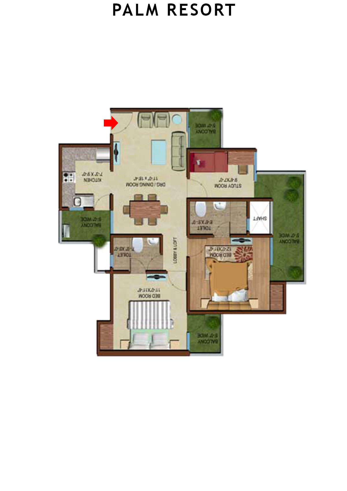 Palm Resort Tower E1 Unit 1 Floor Plan