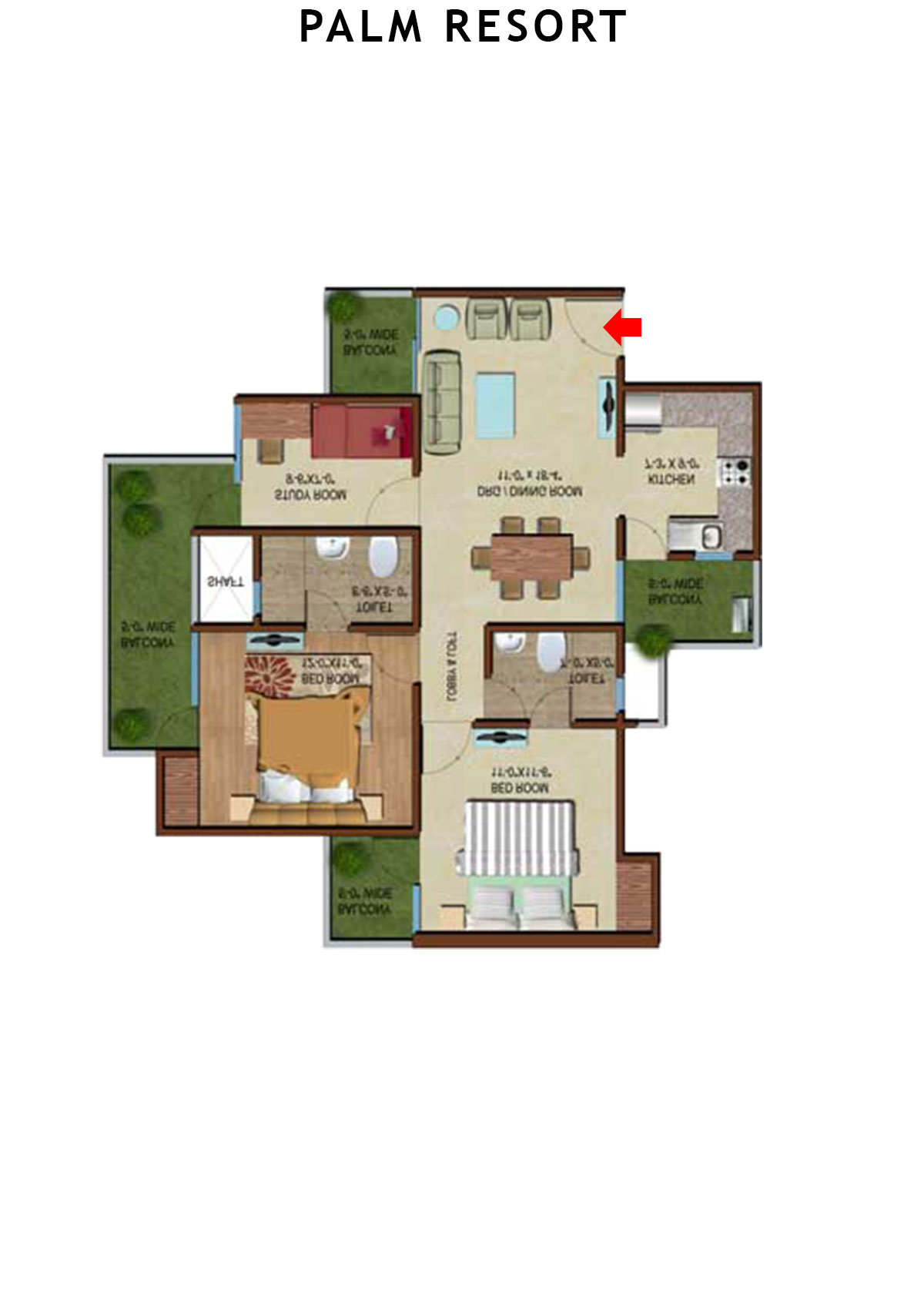 Palm Resort Tower E1 Unit 2 Floor Plan
