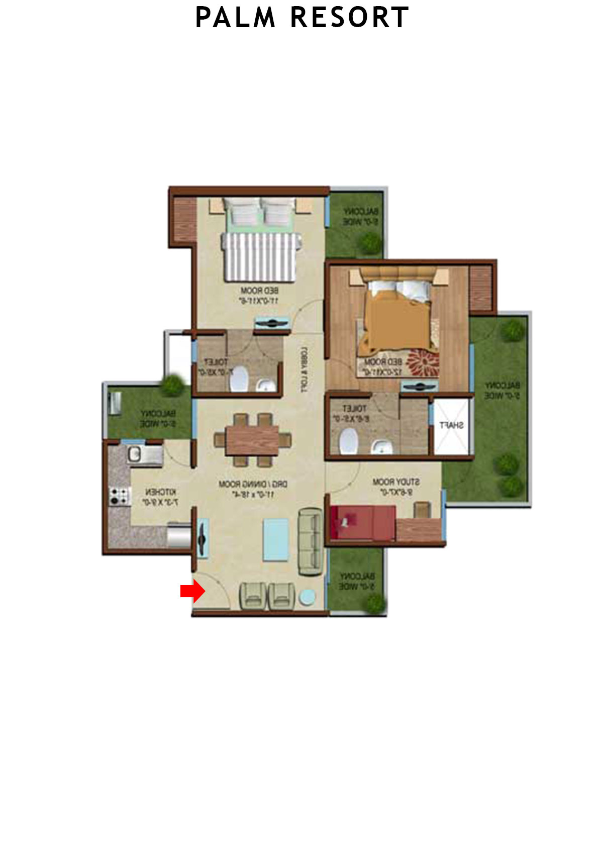 Palm Resort Tower E1 Unit 4 Floor Plan