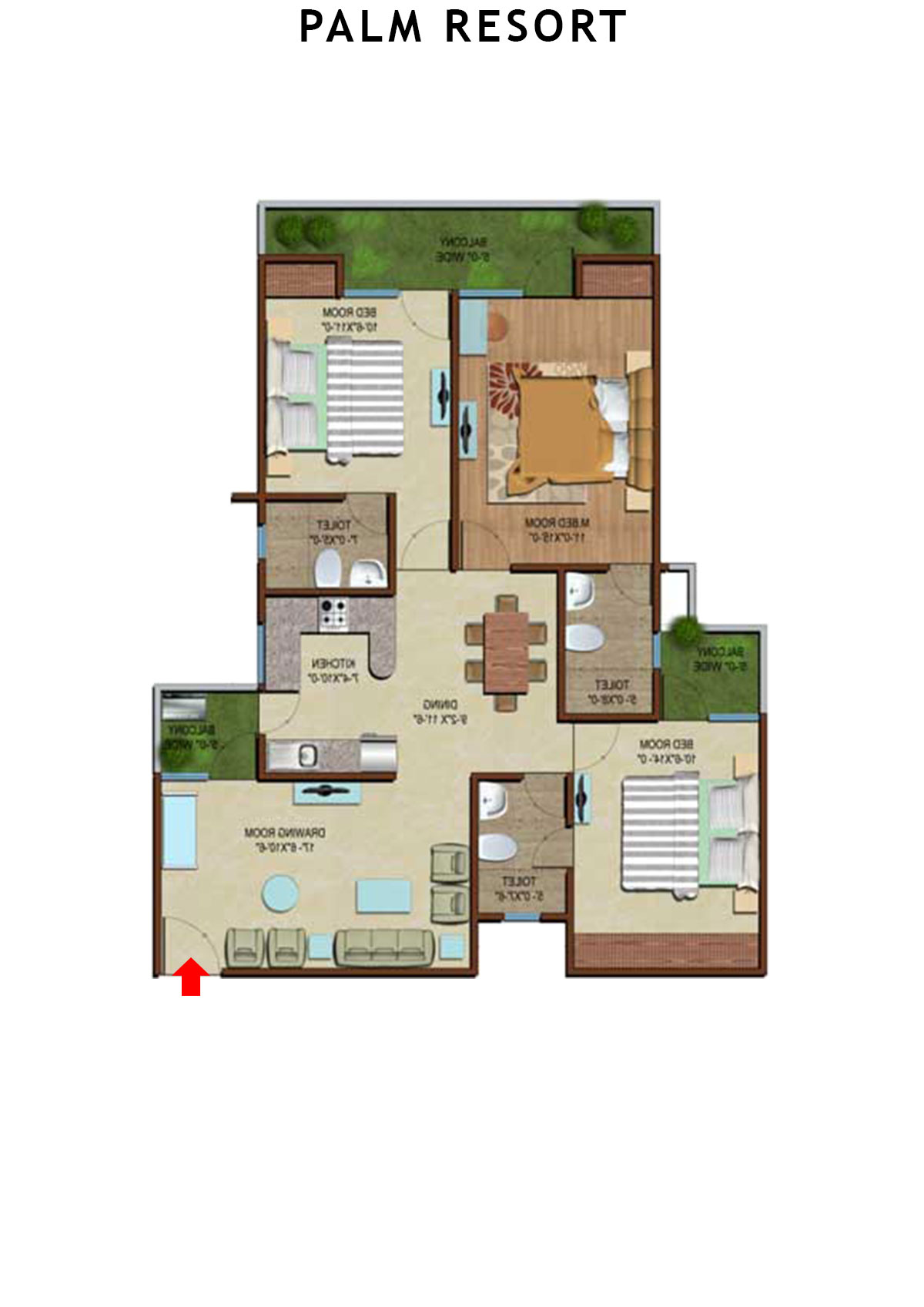 Palm Resort Tower E1 Unit 6 Floor Plan