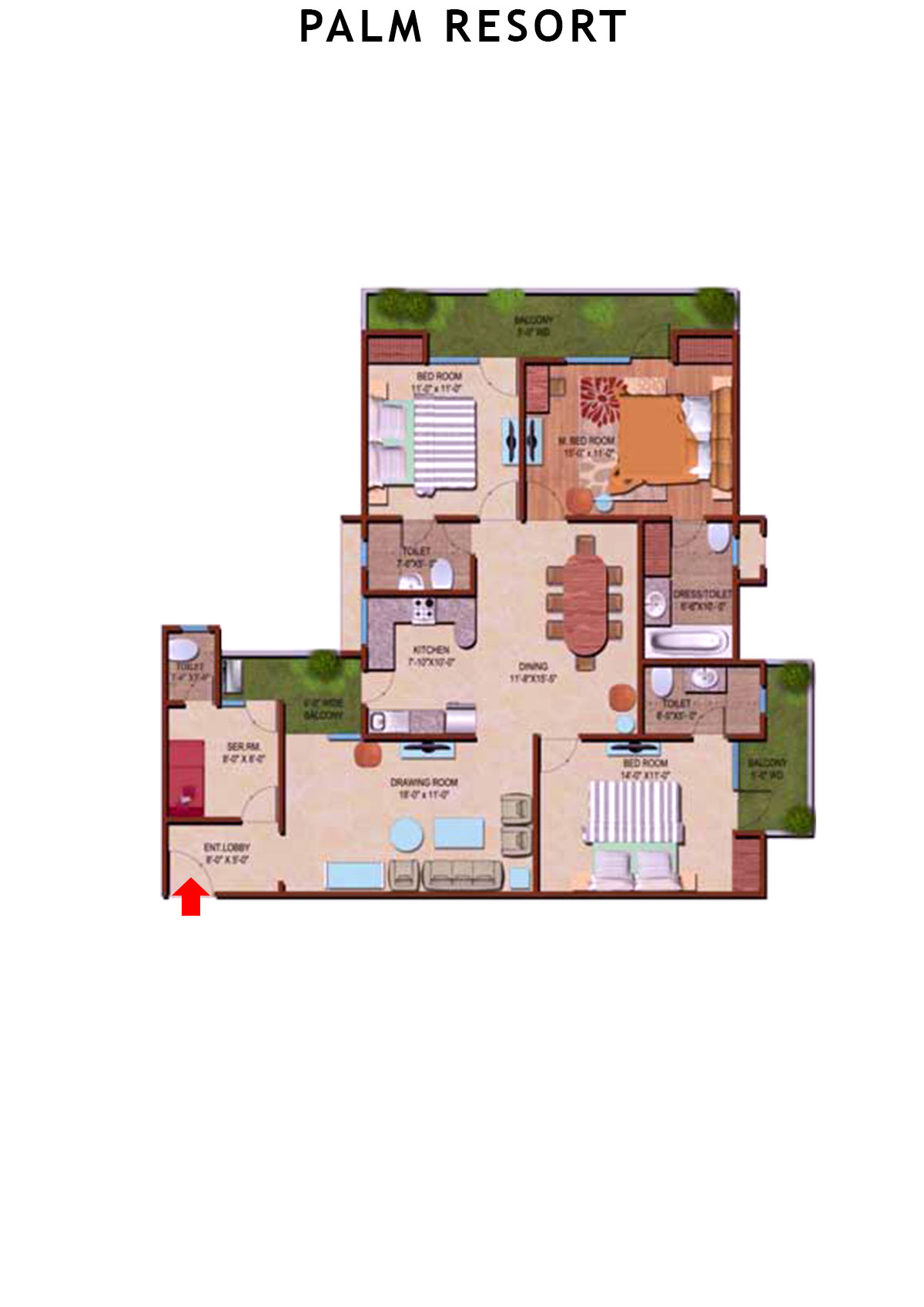 Palm Resort Tower E1 Unit 7 Floor Plan