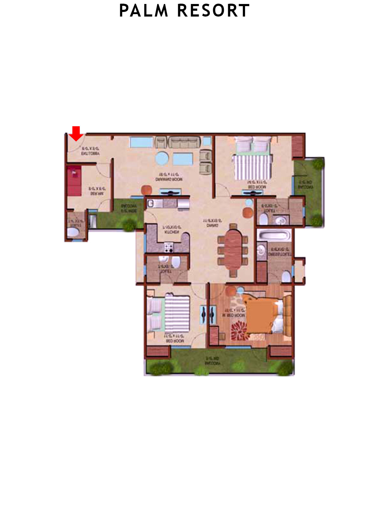 Palm Resort Tower E1 Unit 8 Floor Plan