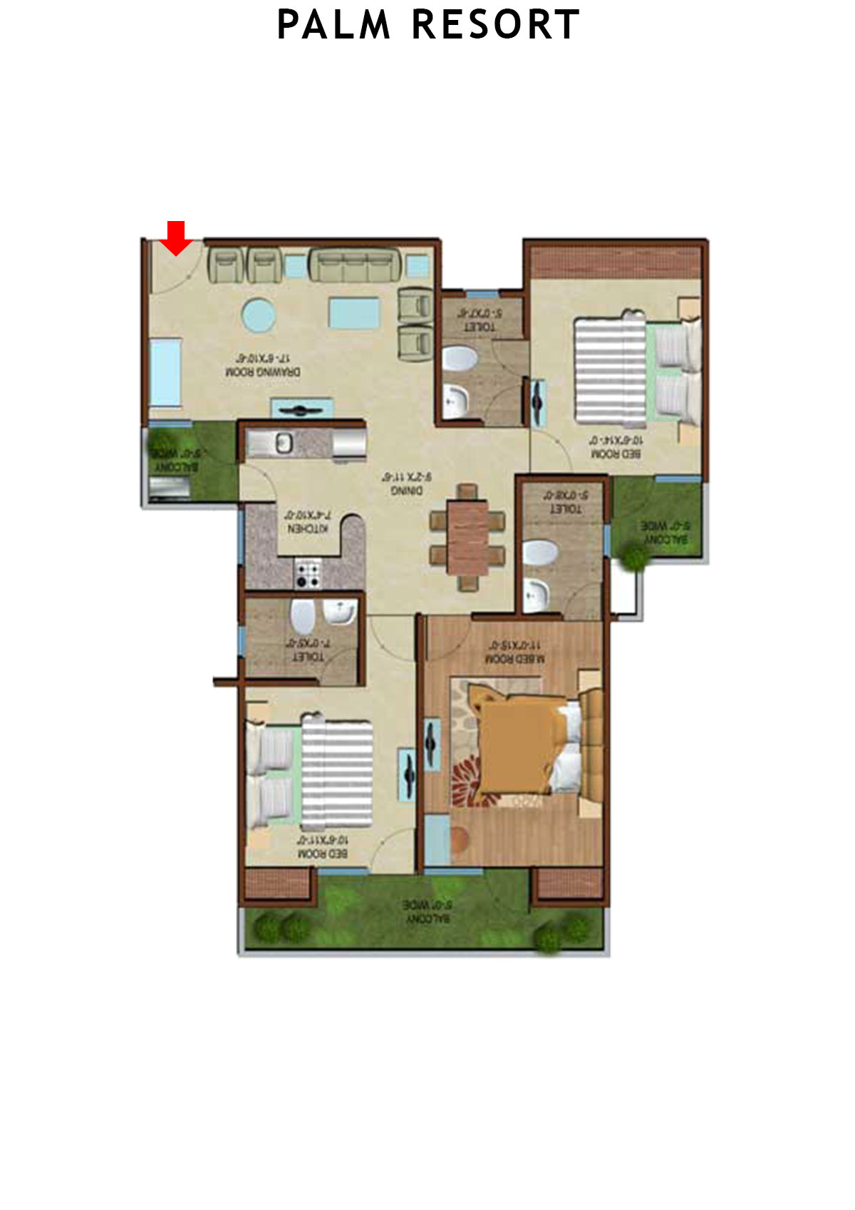 Palm Resort Tower E1 Unit 9 Floor Plan