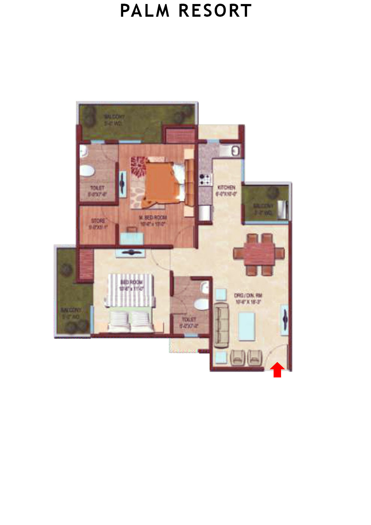 Palm Resort Tower F Unit 2 Floor Plan