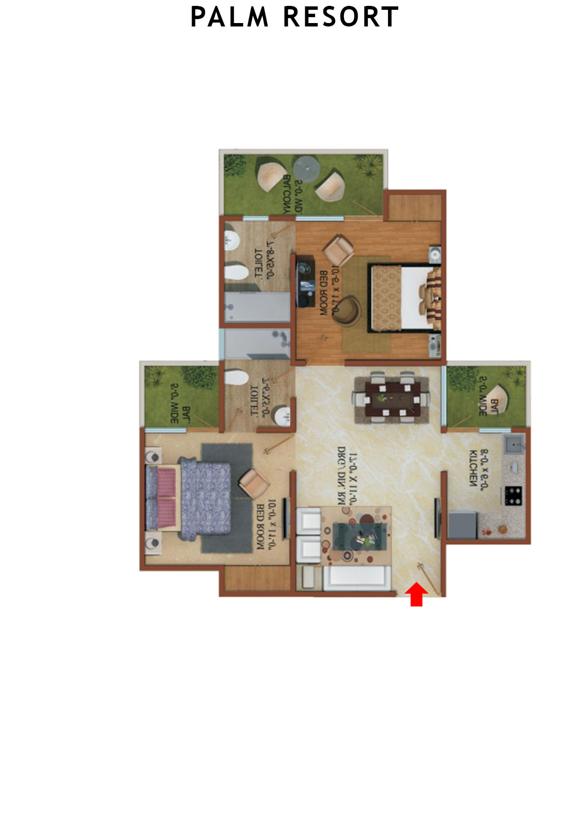 Palm Resort Tower F Unit 4 Floor Plan