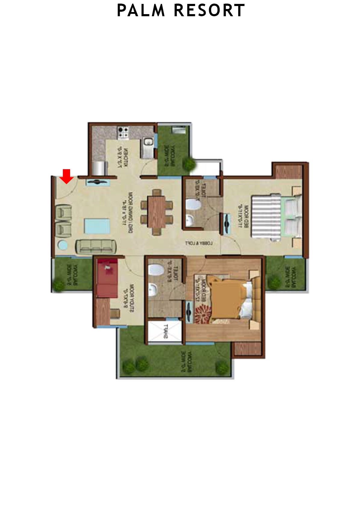 Palm Resort Tower F Unit 6 Floor Plan
