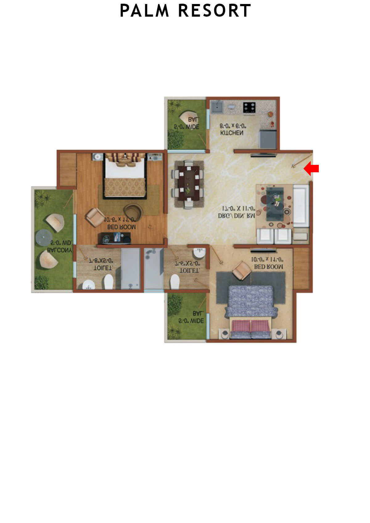 Palm Resort Tower F Unit 9 Floor Plan