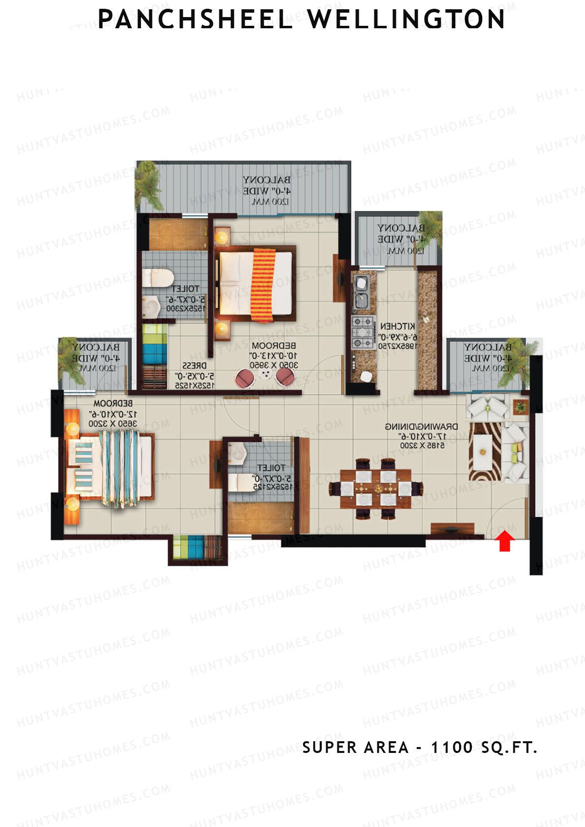 Panchsheel Wellington Block T8 Unit 4 Floor Plan