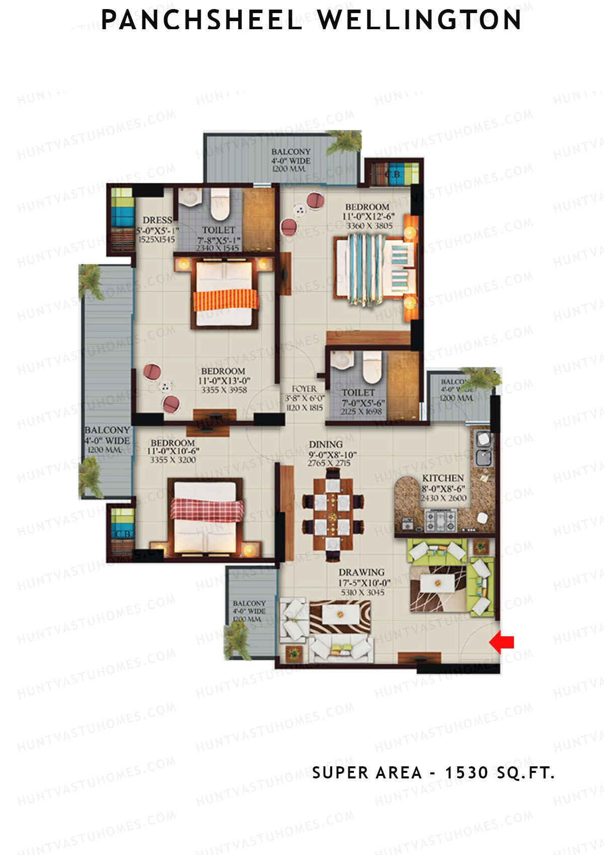 Panchsheel Wellington Block T7 Unit 1 Floor Plan