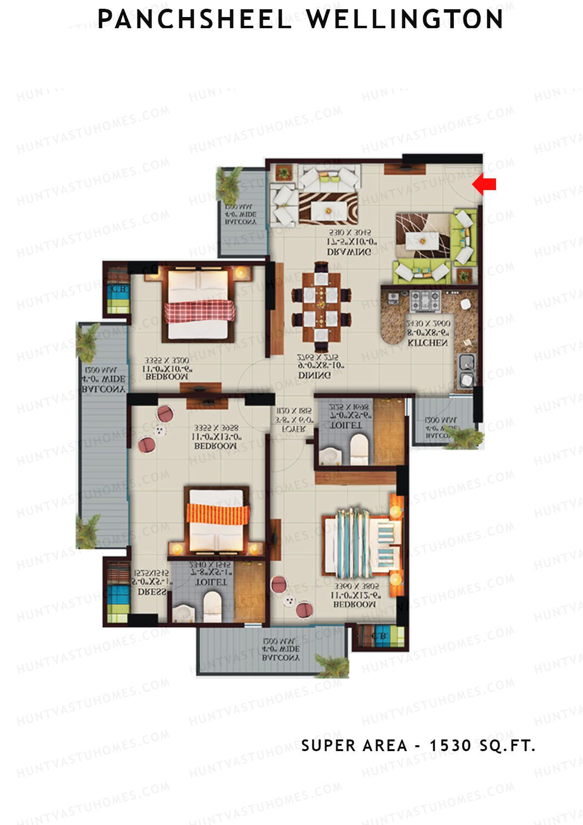Panchsheel Wellington Block T7 Unit 8 Floor Plan