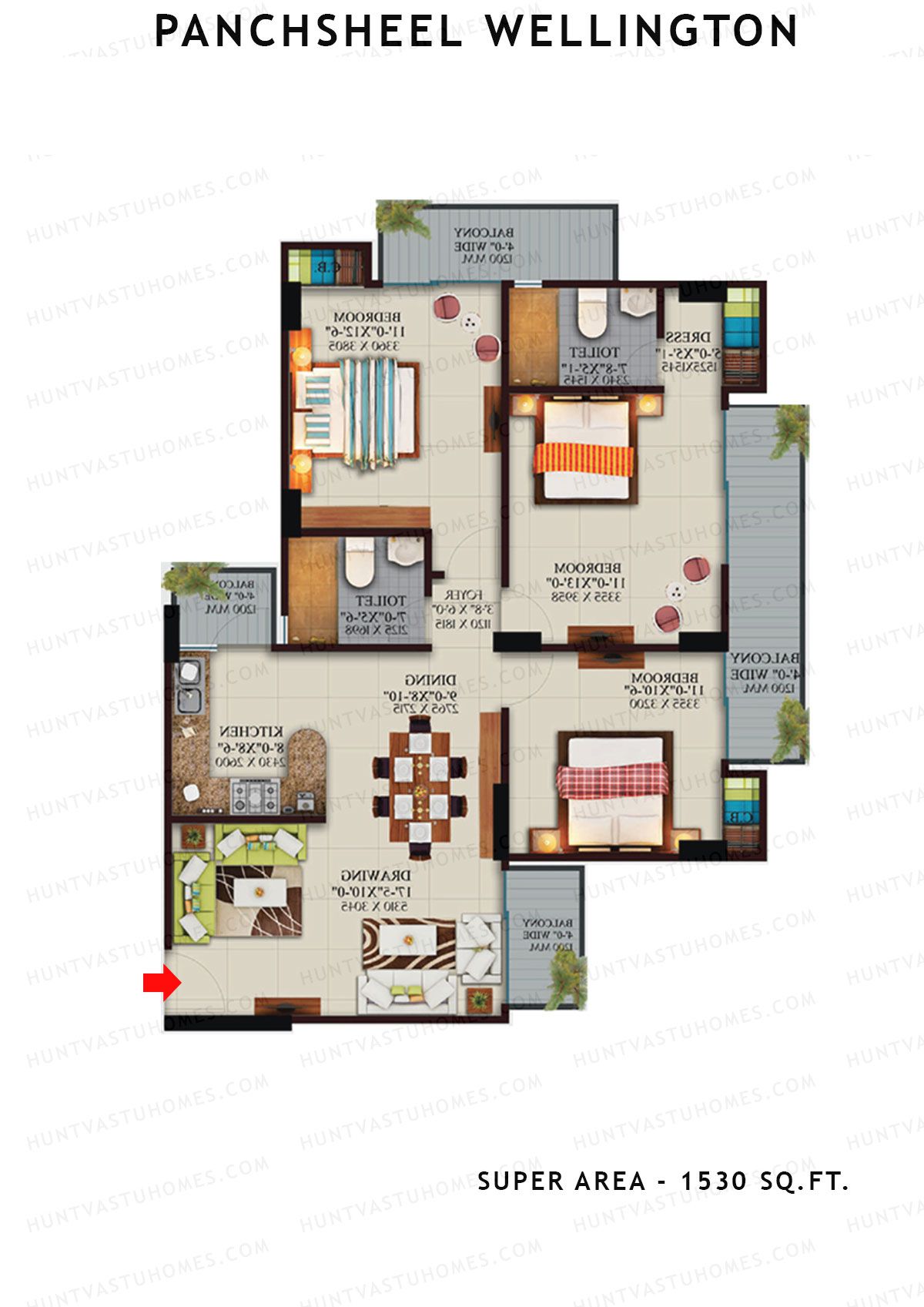Panchsheel Wellington Block T8 Unit 1 Floor Plan