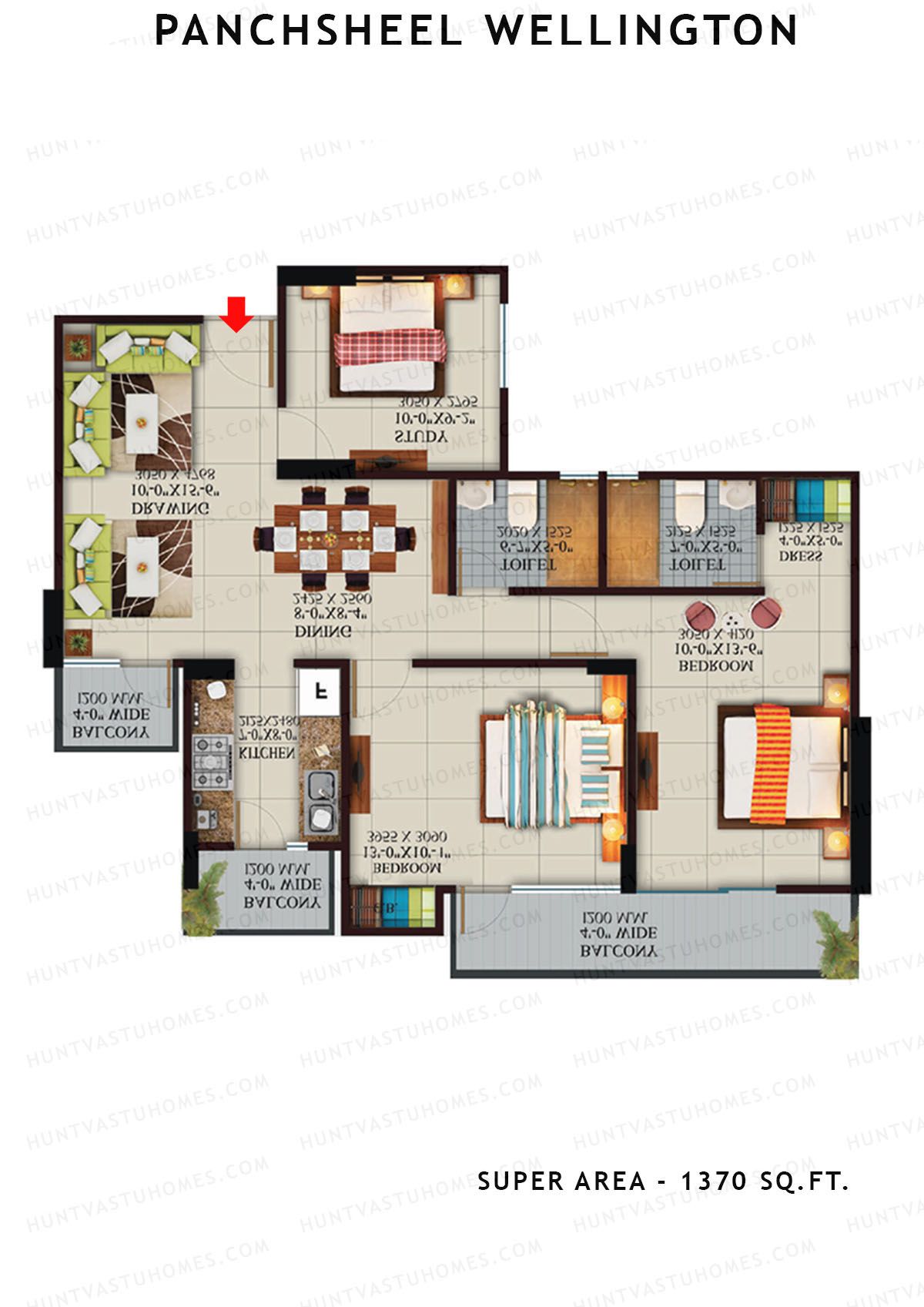 Panchsheel Wellington Block T8 Unit 6 Floor Plan