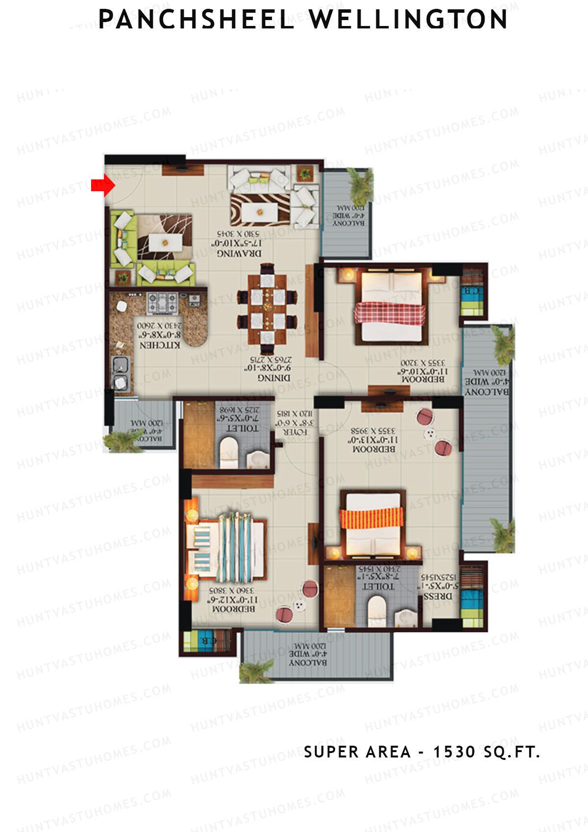 Panchsheel Wellington Block T8 Unit 8 Floor Plan