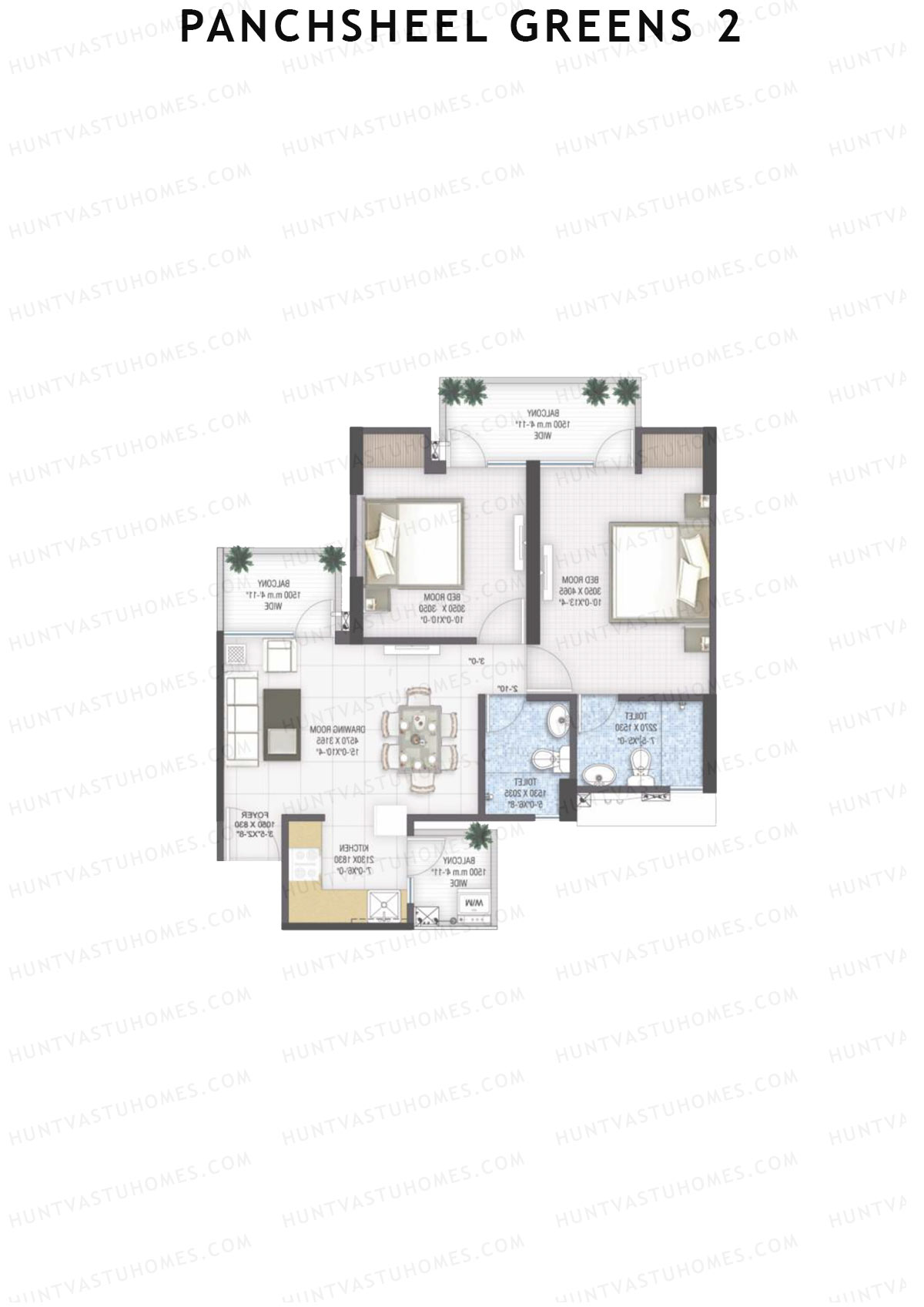 Panchsheel Greens 2 Tower B7 Unit 4 (Type MIG1) Floor Plan