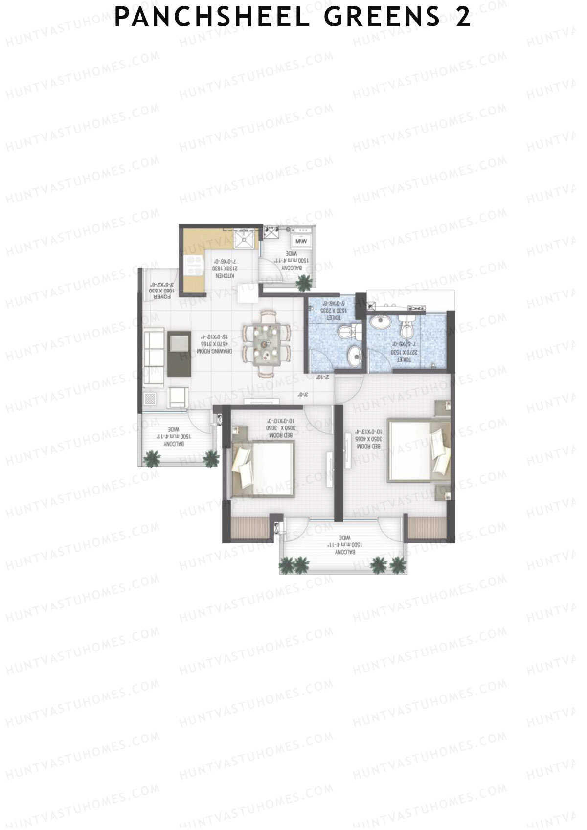 Panchsheel Greens 2 Tower B7 Unit 5 (Type MIG1) Floor Plan