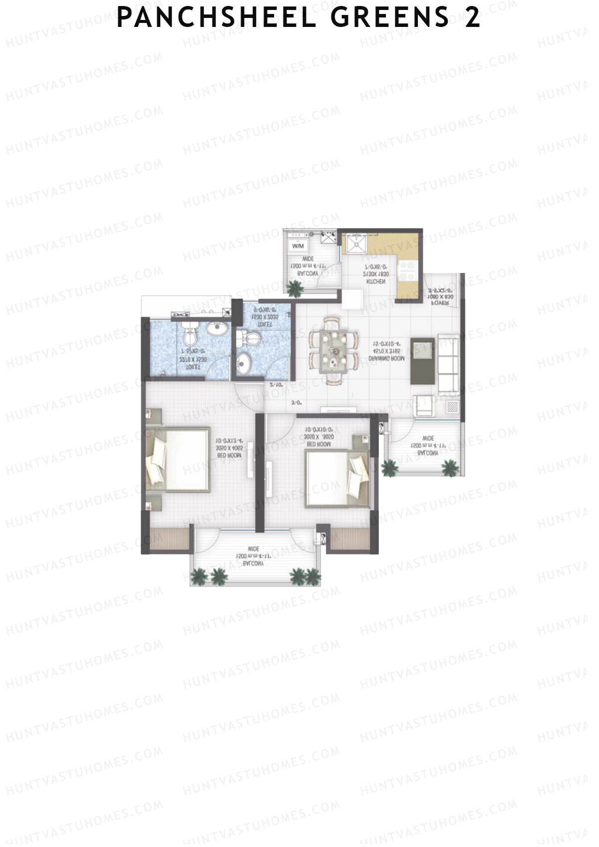 Panchsheel Greens 2 Tower B7 Unit 6 (Type MIG1) Floor Plan