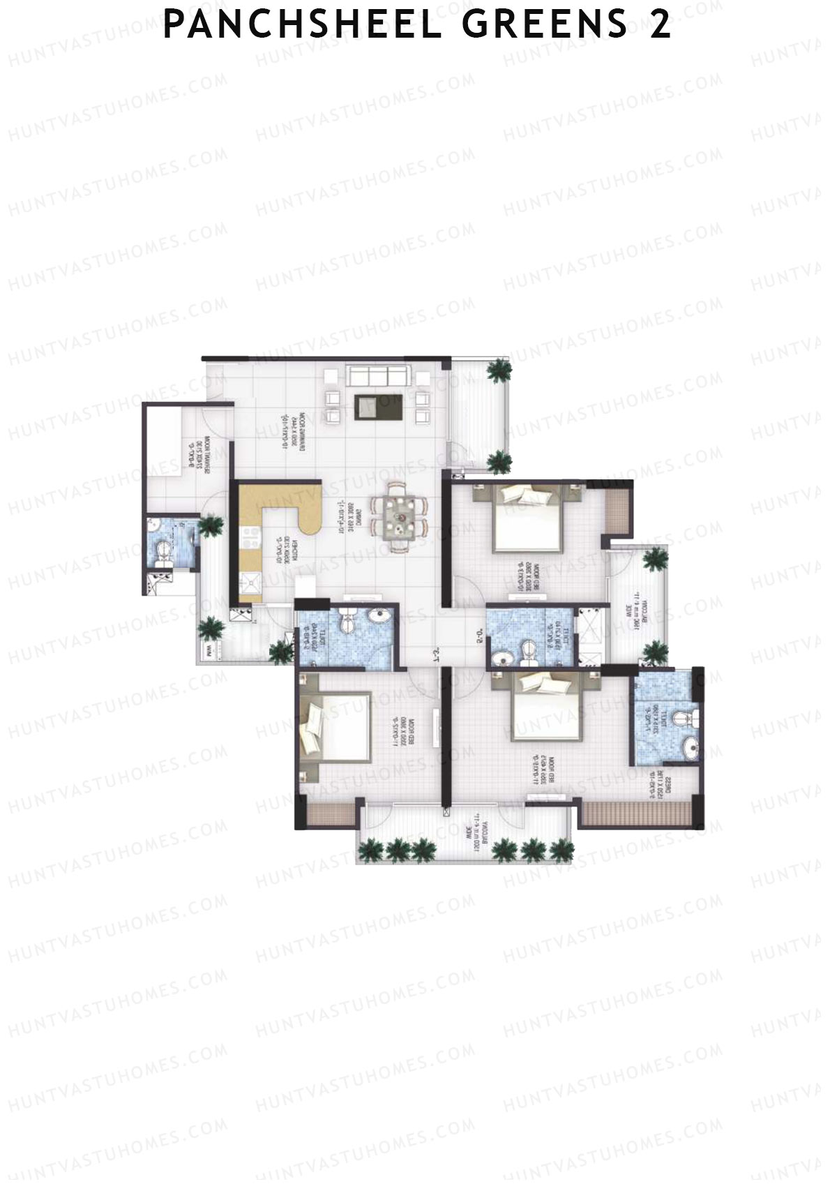Panchsheel Greens 2 Tower C1 Unit 4 (Type SUPER) Floor Plan