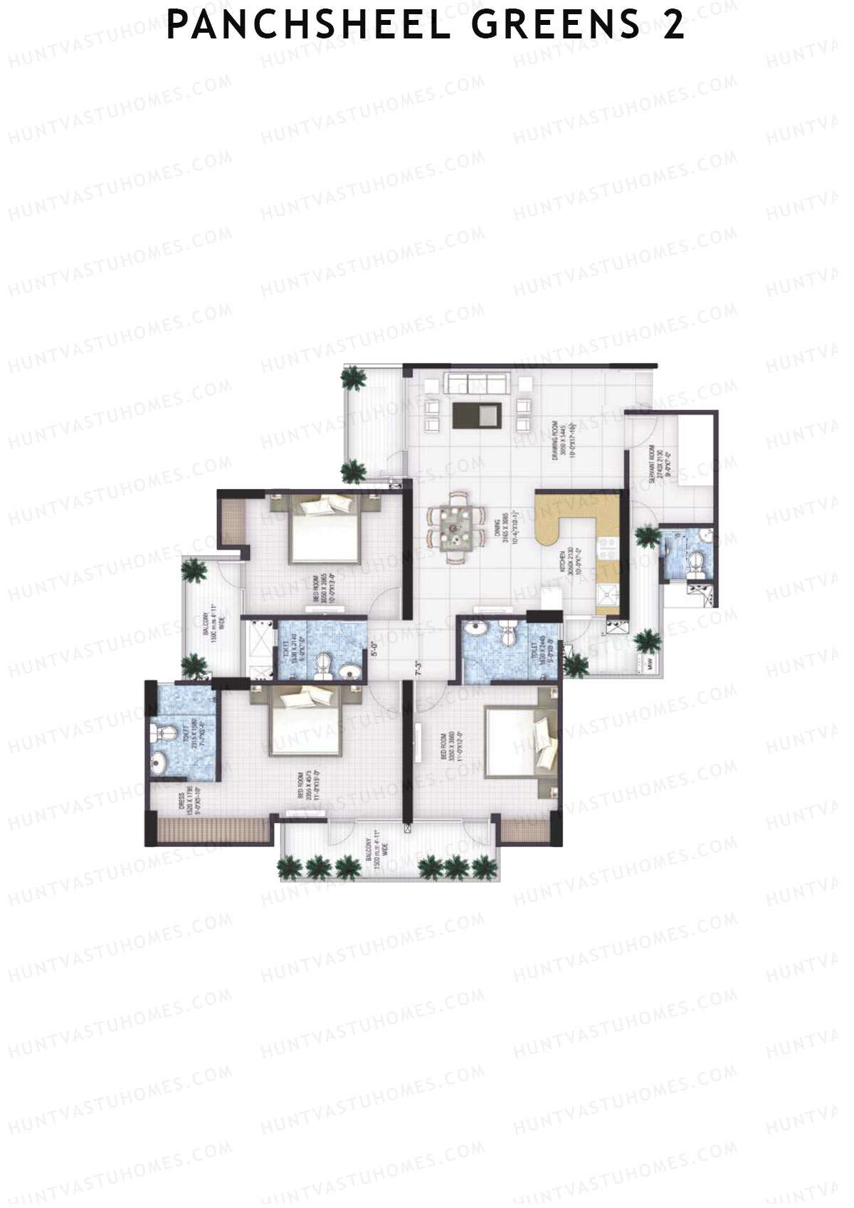 Panchsheel Greens 2 Tower C1 Unit 5 (Type SUPER) Floor Plan