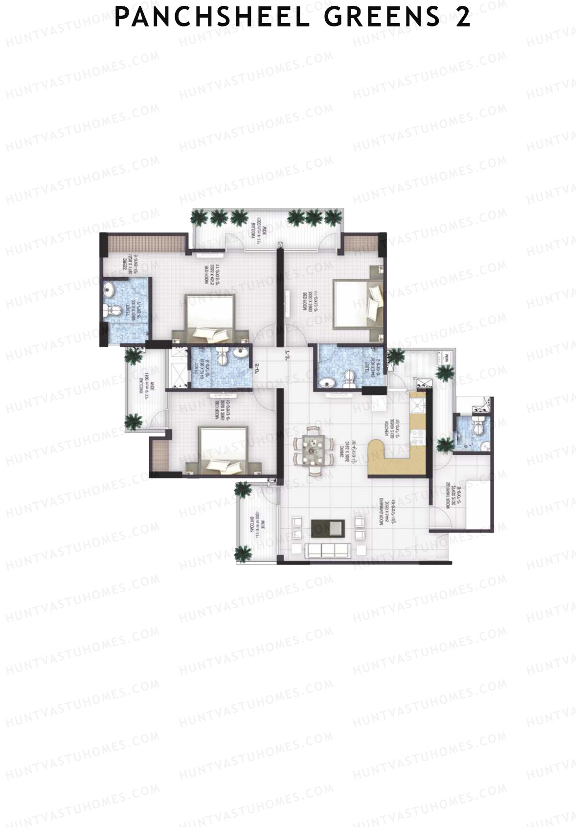 Panchsheel Greens 2 Tower C4 Unit 2 (Type SUPER) Floor Plan