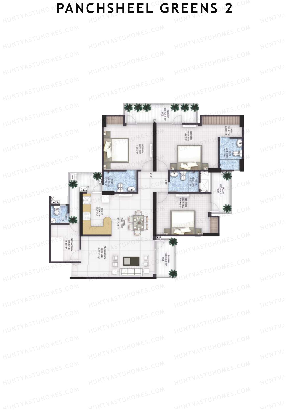 Panchsheel Greens 2 Tower C4 Unit 6 (Type SUPER) Floor Plan
