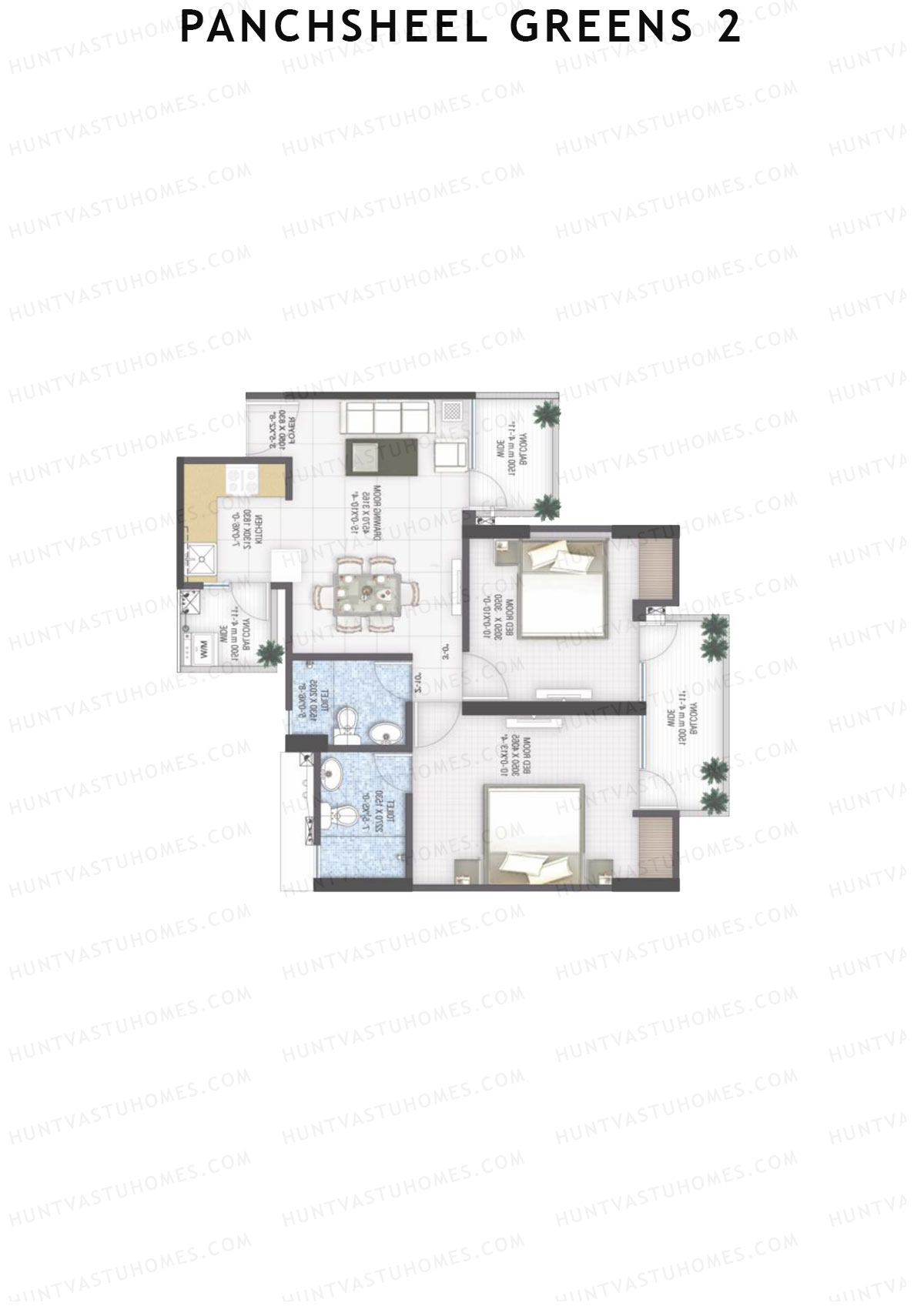 Panchsheel Greens 2 Tower E5 Unit 2 (Type MIG1) Floor Plan