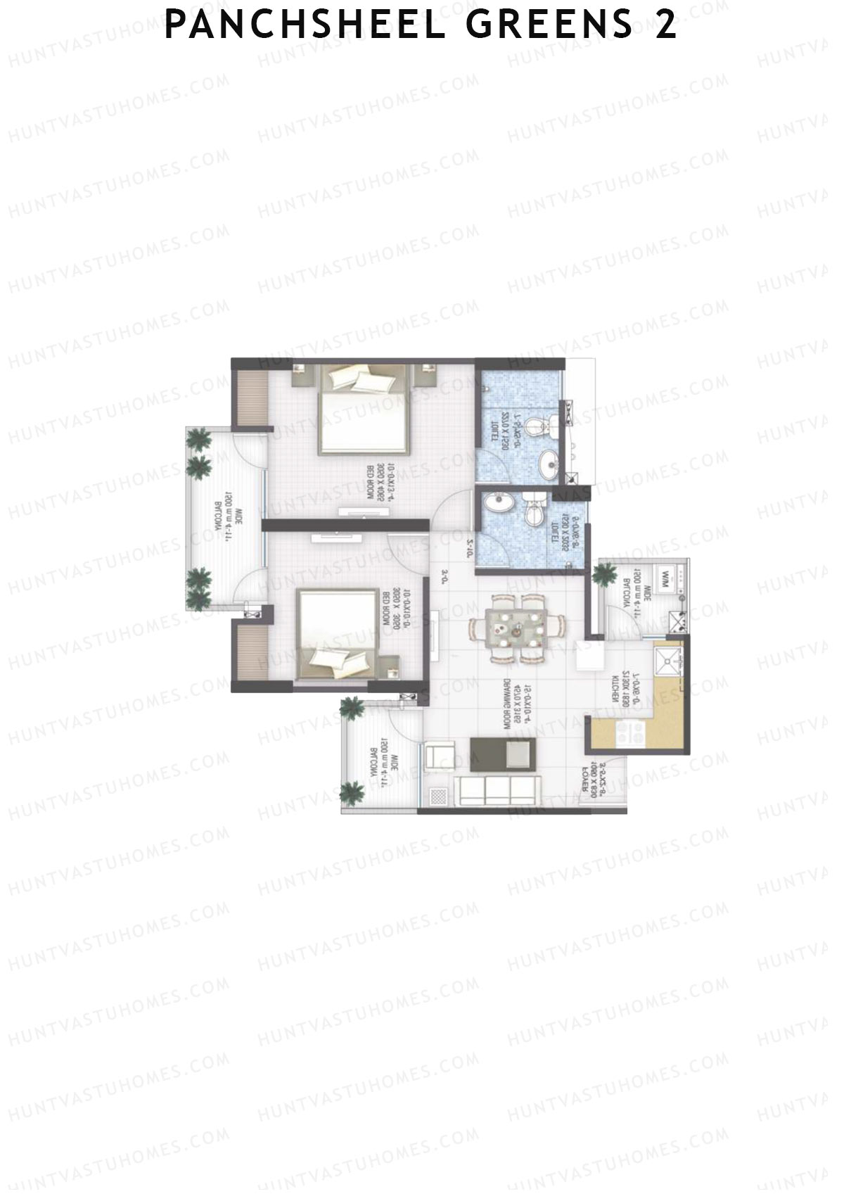 Panchsheel Greens 2 Tower E5 Unit 5 (Type MIG1) Floor Plan