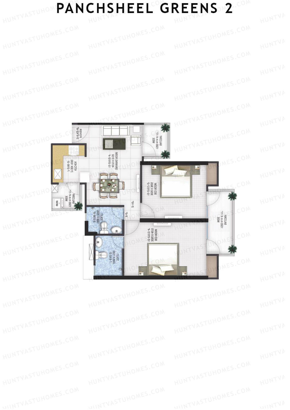 Panchsheel Greens 2 Tower E6 Unit 3 (Type MIG4) Floor Plan