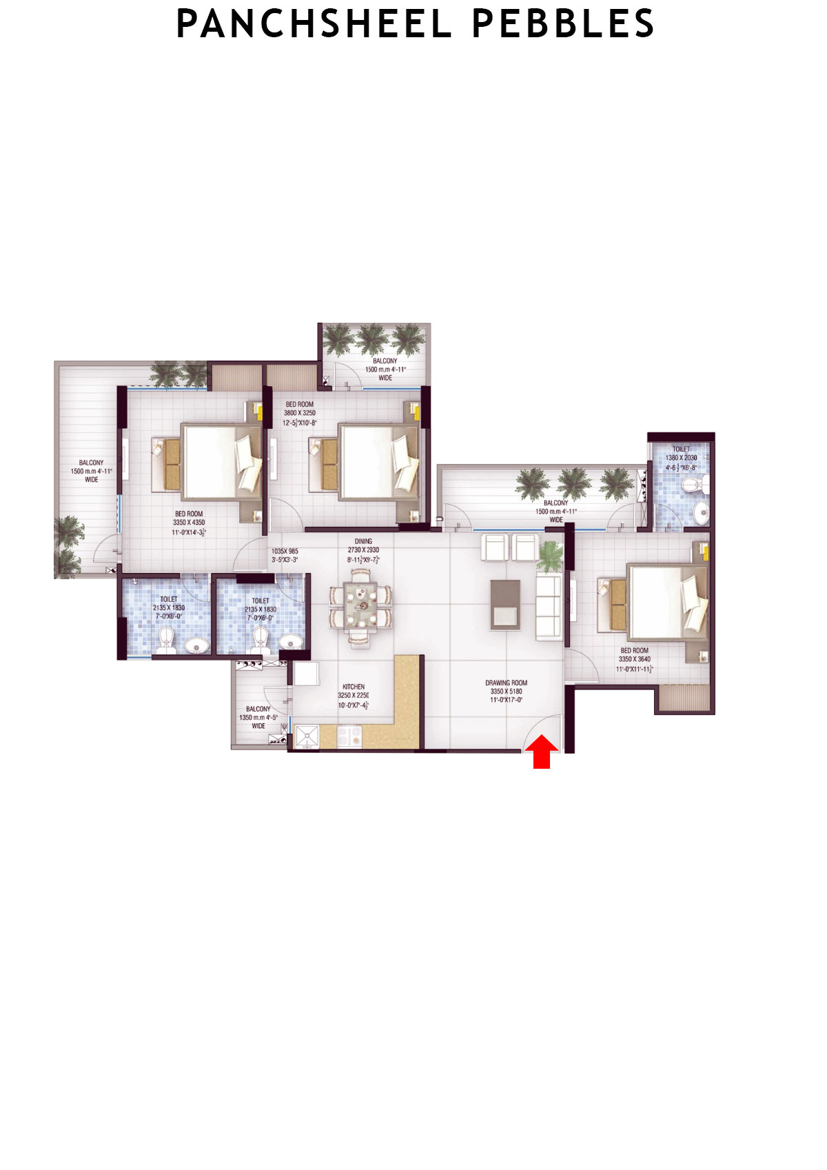 Panchsheel Pebbles Tower 1 Unit 1 Floor Plan