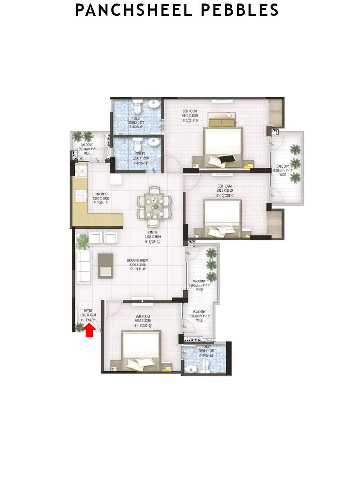 Panchsheel Pebbles Tower 1 Unit 2 Floor Plan